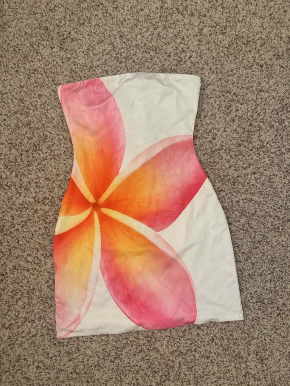 Beginning Boutique White Strapless Mini Dress with Pink & Orange Floral Print - Picture 2 of 2